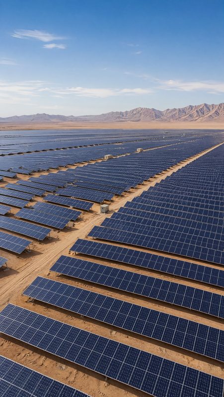 Large-scale solar farm — automated drone cleaning of PV panels by SKYNA